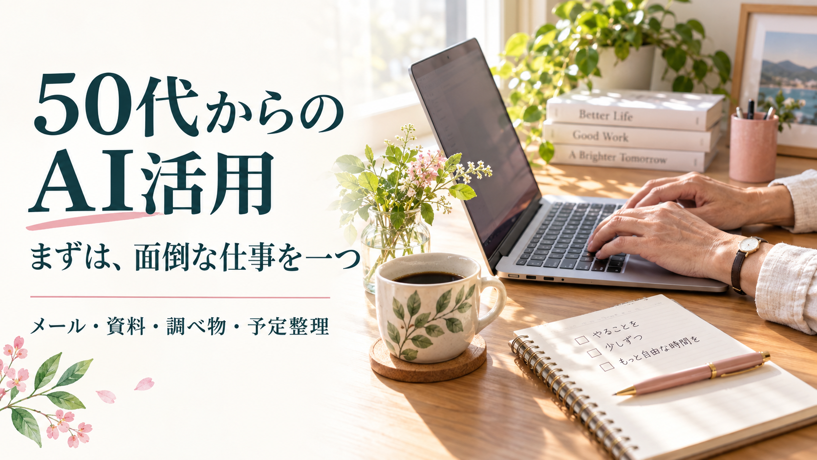 50代からのAI活用。まずは面倒な仕事を一つ。メール・資料・調べ物・予定整理